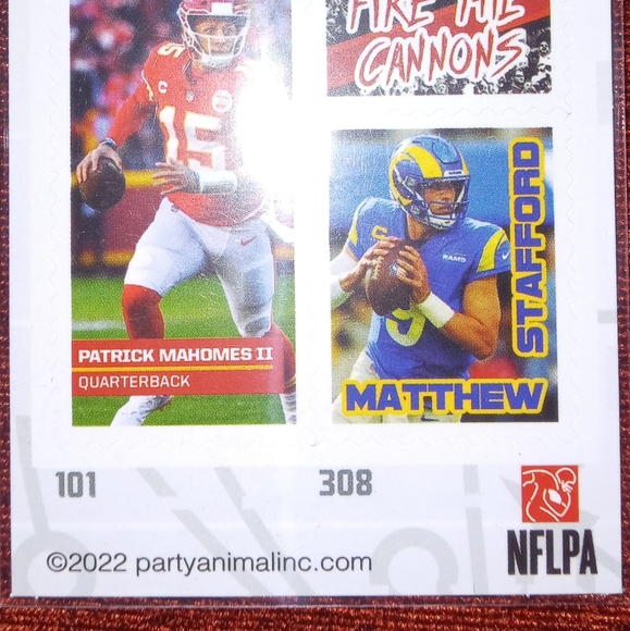 Rare Patrick Mahomes & Matthew Stafford Stamp Sticker Card - Picture 4 of 7